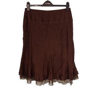 Tristan & Iseut Crinkle Frill Hem Midi Skirt | US 8